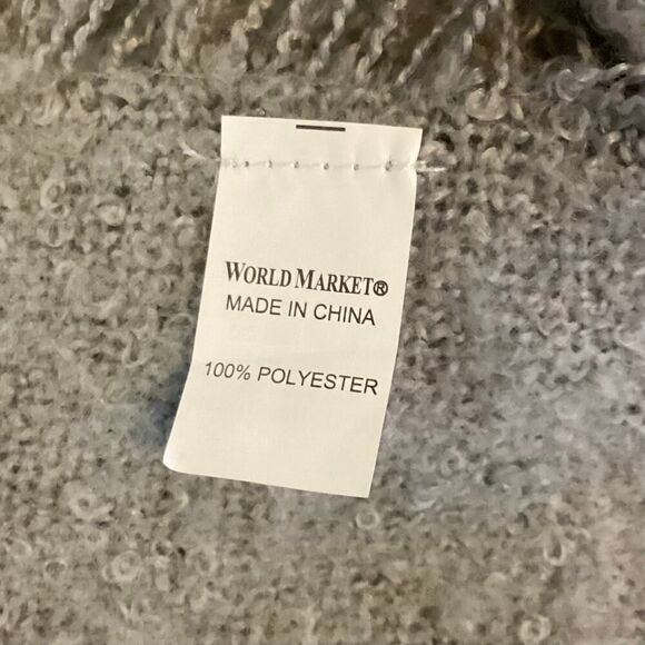 World Market Windowpane Turtleneck Boucle Poncho in Tan/Gray/White NWT OS - Picture 8 of 8